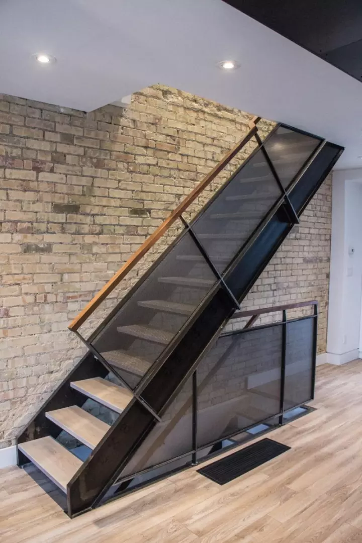 Custom metal and glass staircase