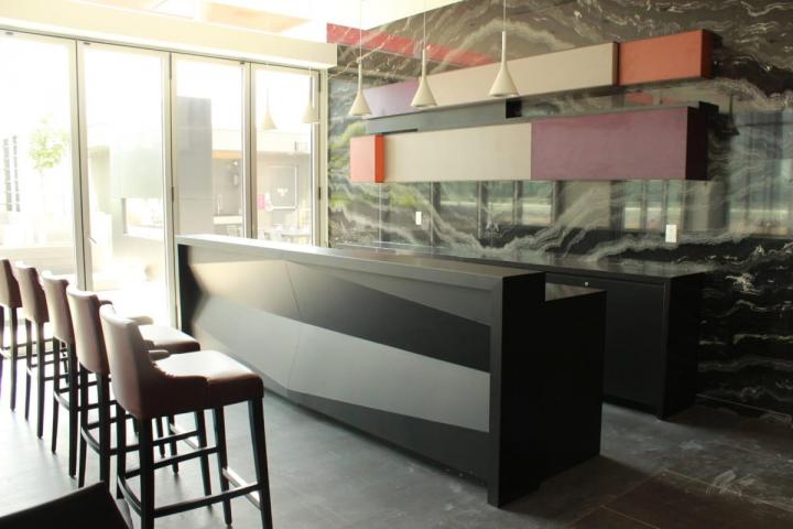 Metal fixtures in a restaurant