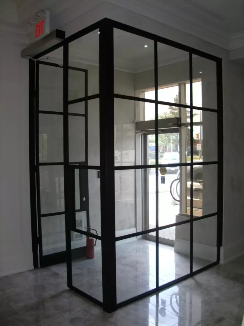 Black steel and glass door