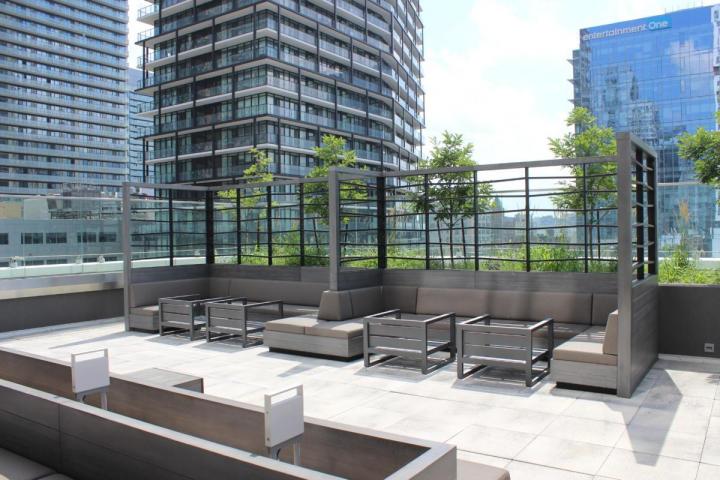 Outdoor patio with metal screen