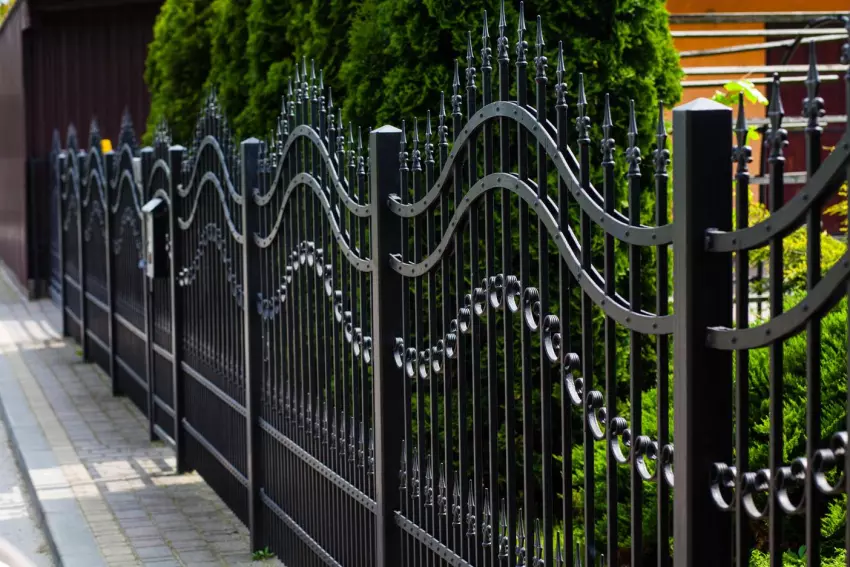 Decorative wrought iron fence