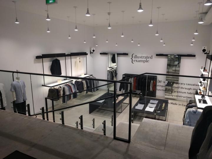Custom metal railings in a retail store